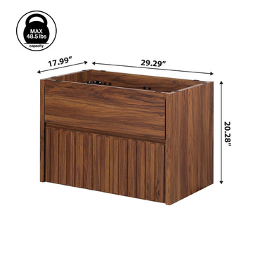 Sherwin Slat Modern Coastal 2-Drawer Wall Mounted Bath Vanity Cabinet Only (Sink Basin Not Included)